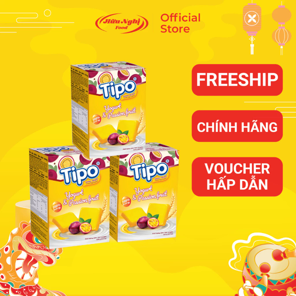 COMBO 3 hộp Bánh Trứng Sữa Chua Chanh Leo Tipo 120g