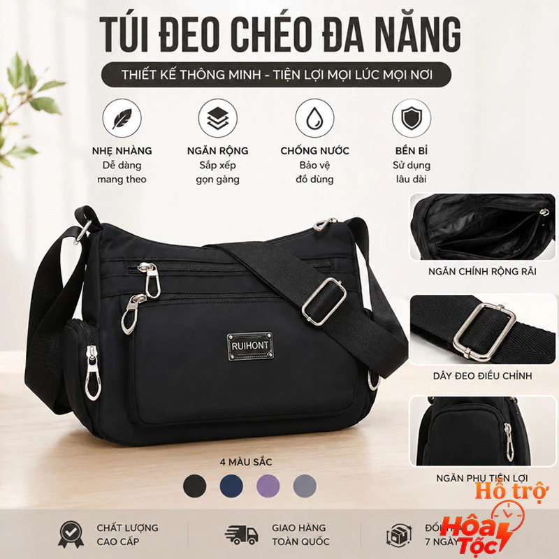 Túi vải đeo chéo Hazin đi học nam nữ phong cách Hàn Quốc ulzzang, cặp đeo chéo canvas đựng laptop sách vở.132