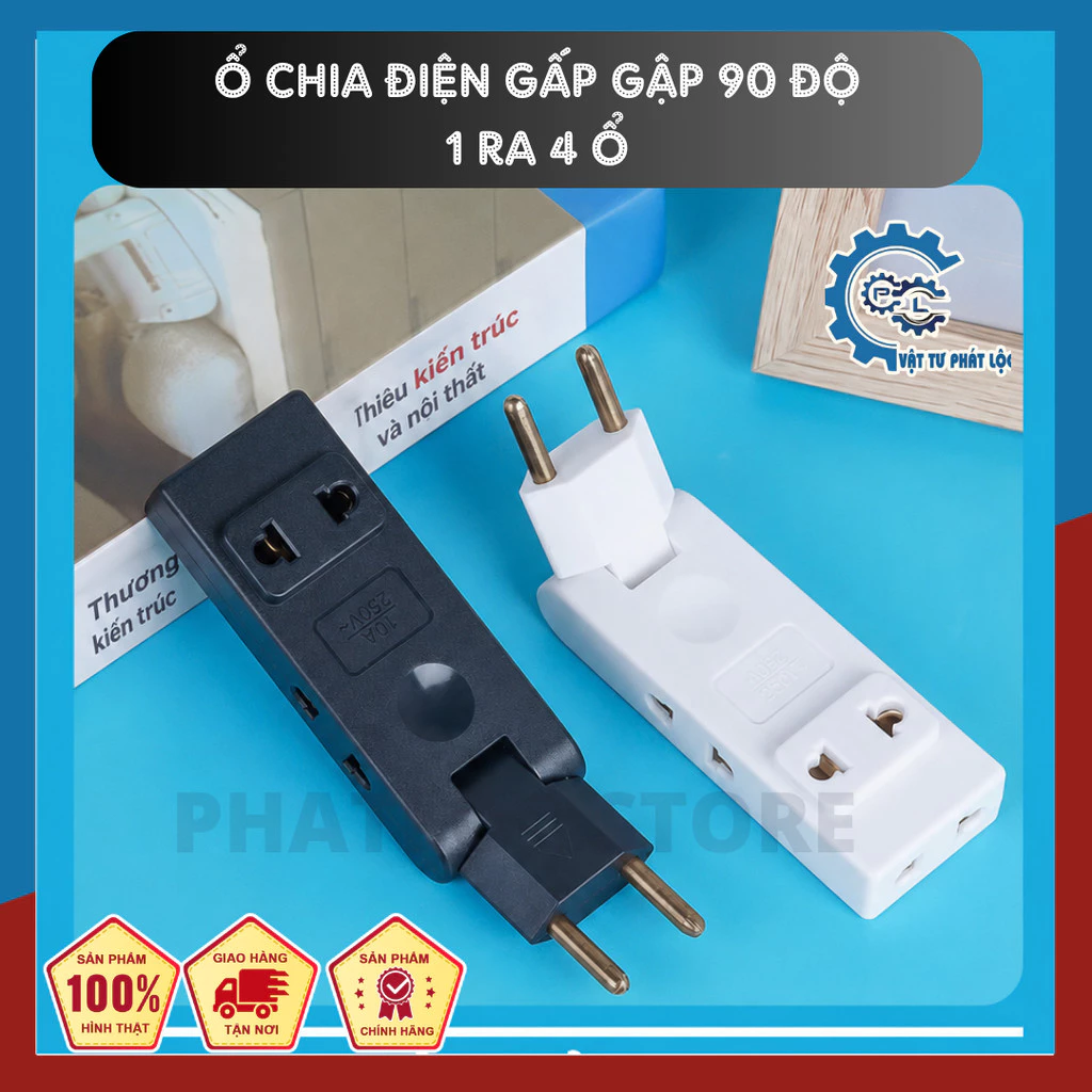 Phích cắm, Ổ điện, Bộ Chuyển Đổi MÃ Q6M Ổ Cắm Chuẩn Âu 1 Ra 4 – Phích Cắm Xoay 180° – Công Suất Tối Đa 2500W