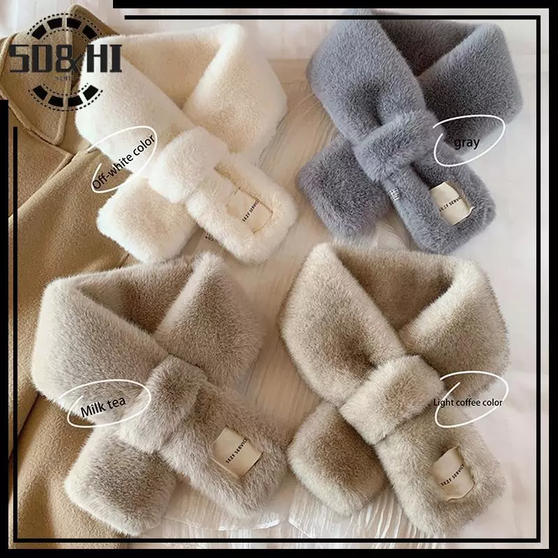 [SD & HI] Khăn quàng cổ lông xù dành cho nữ Giữ ấm lông thú Thiêning Sjaal Khăn quàng cổ mùa đông đầy màu sắc Mùa thu đông Lông thú giả sang trọng Elega (vn)