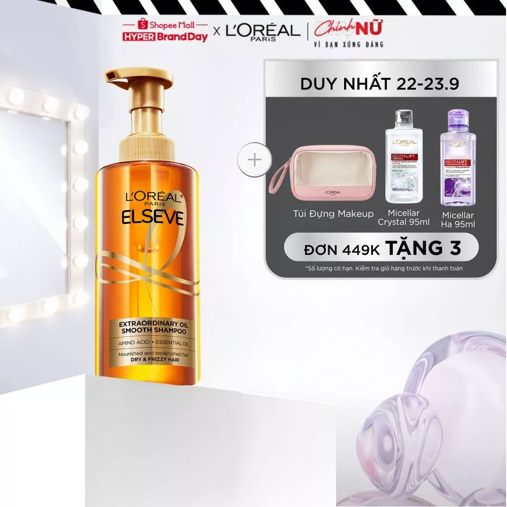 Dầu gội dưỡng tóc suôn mượt tóc cao cấp L'Oreal Paris Extraordinary Oil Smooth 440ml