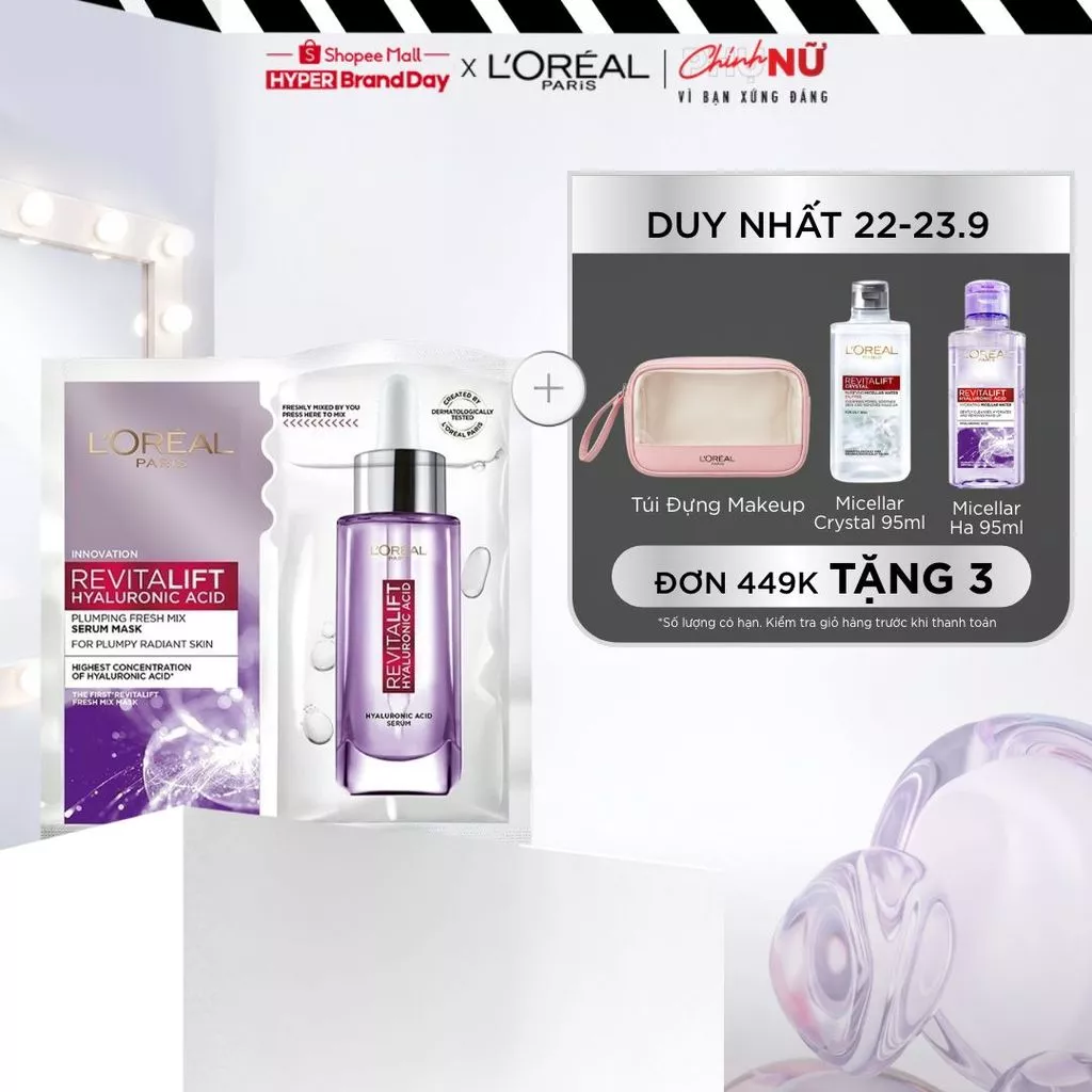 Mặt nạ kết hợp serum căng mịn Revitalift Fresh Mix Plumping Serum L'Oreal Paris 33g