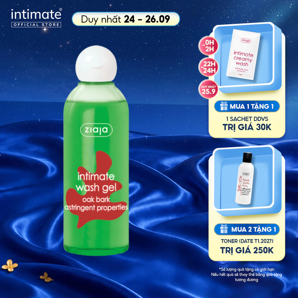 Dung Dịch Vệ Sinh Phụ Nữ Intimate Vỏ Sồi ZIAJA Giúp Cân Bằng Độ PH Tự Nhiên, Se Khít, Dưỡng Ẩm Sâu 200ml