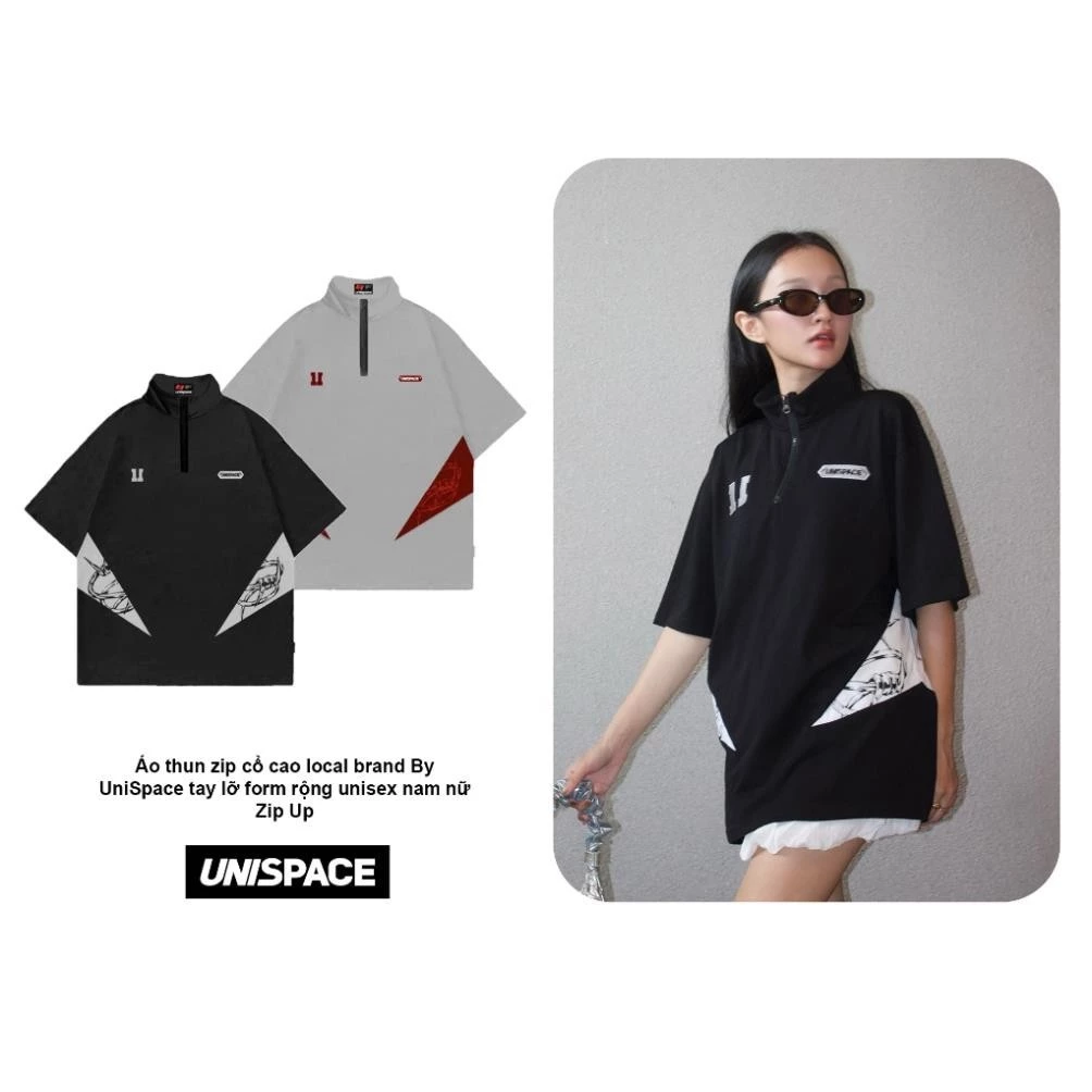 Áo thun zip cổ cao local brand Taiduc Store tay lỡ form rộng unisex nam nữ Zip Up