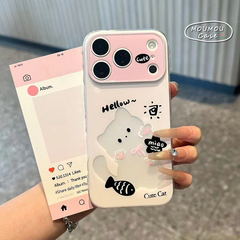 Ốp Lưng Cho IPhone 11 16 17 15 13 12 14 Pro Max 16 7 8 Plus AIR XR Mèo Con Đáng Yêu Thay Đổi Tức Thì 17 Bìa Mềm