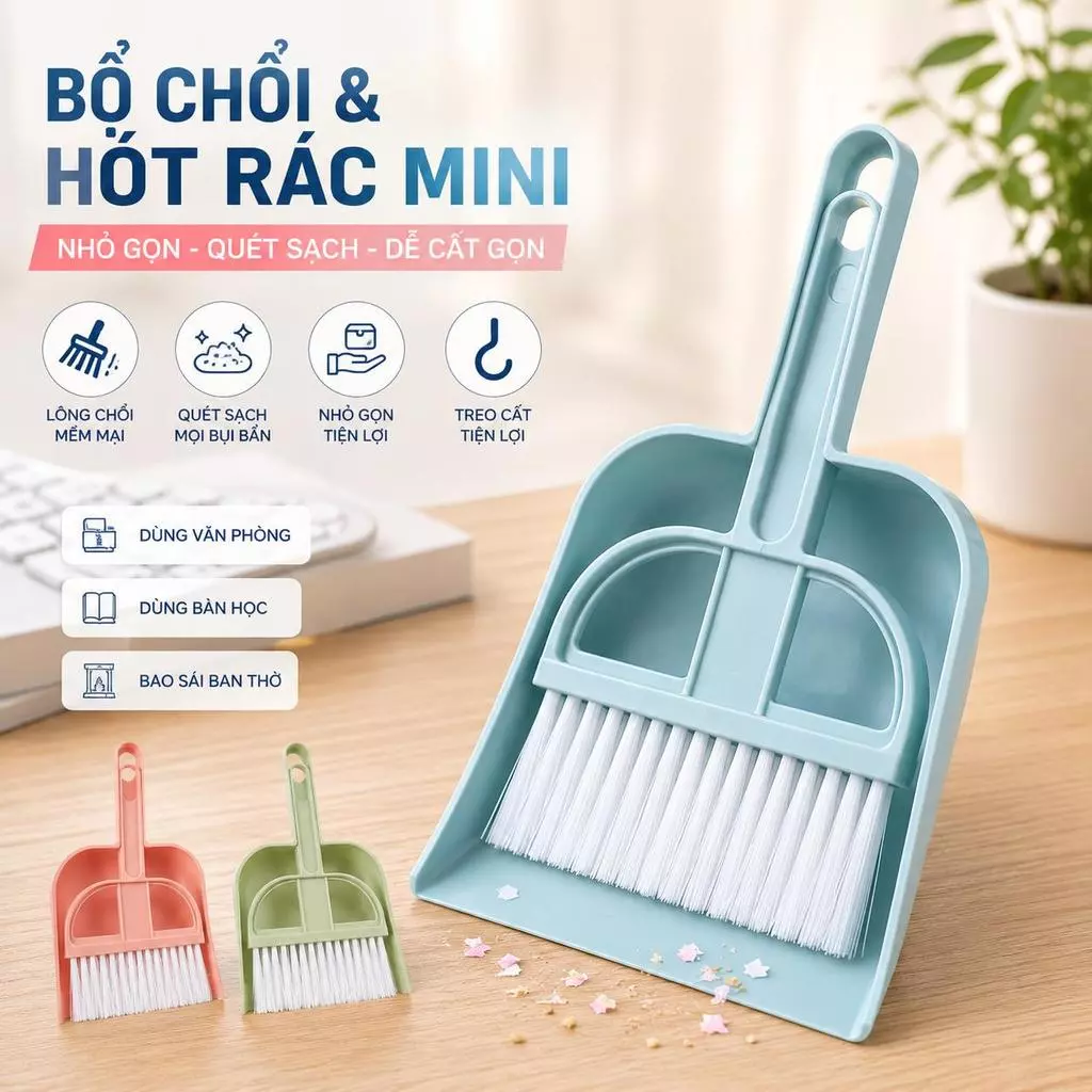 Bộ Chổi Và Xẻng Quét Mini Quét Bàn Thờ Văn Phòng Hốt Rác Vệ Sinh Nhà Cửa Tiện Dụng Đa Năng - GD342