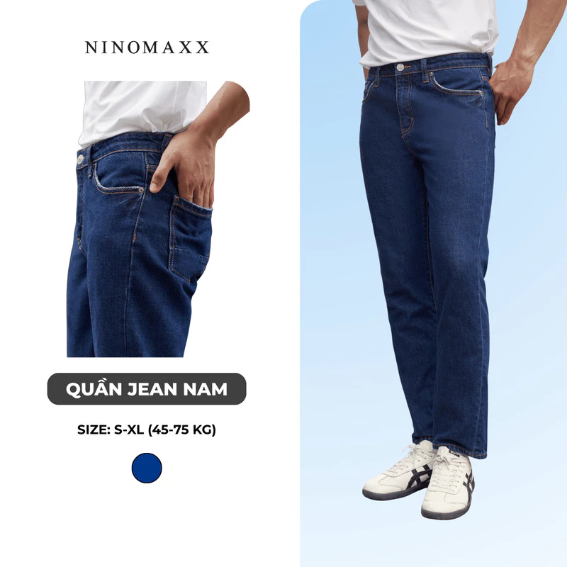 Quần Jean Nam Dáng Suông Ống Đứng Chất Cotton Co Giãn Thoải Mái NINOMAXX 2407021