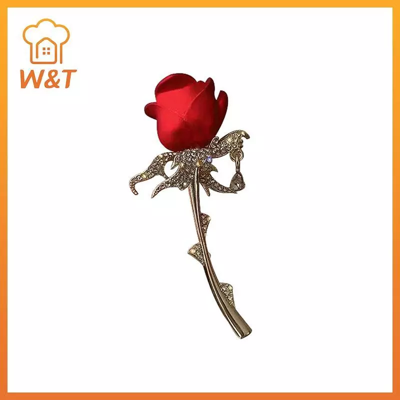 [W & T] Hoa Hồng Đỏ Trâm Cài Pin Nữ Huy Hiệu Ve Áo Pin Bé Gái Áo Phù Hợp Với Quần Áo Trang Trí Mới