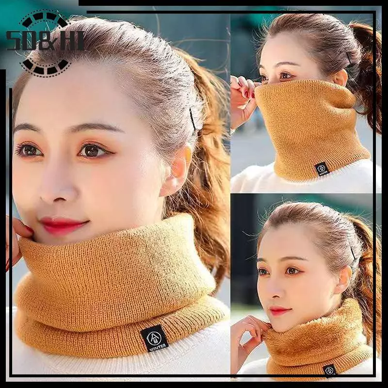 [SD & HI] Khăn quàng cổ dệt kim Khăn quàng cổ ấm áp mùa đông Khăn quàng cổ len thiên nhiên nguyên khối Ne Ấm hơn Unisex Nam Ne Khăn quàng cổ nữ (vn)