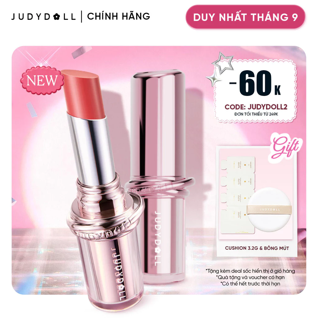 [NEW] JUDYDOLL Son Dưỡng Có Màu Stay Shine Lipstick Căng Bóng Dưỡng ẩm Collagen PDRN Khóa màu Lâu trôi 3g