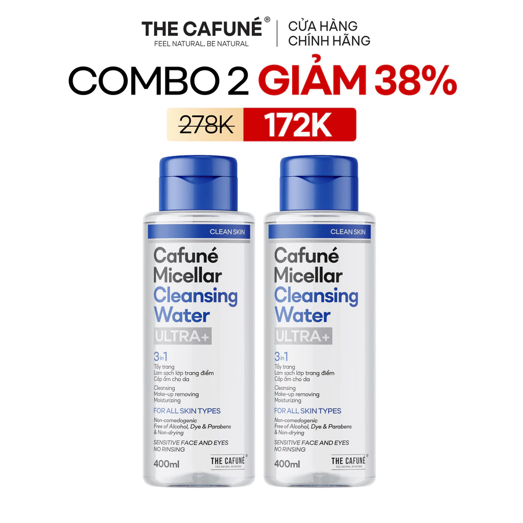 [MUA 2 GIẢM 27%] Combo 2 Nước Tẩy Trang Ultra+ 400ml The Cafuné – Làm Sạch Trang Điểm, Bụi Bẩn Và Dầu Thừa