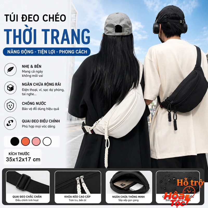Túi đeo chéo phong cách đơn giản basic hàn quốc sức chứa lớn phù hợp dễ phối quần áo chất liệu vải dù giá rẻ.s1005