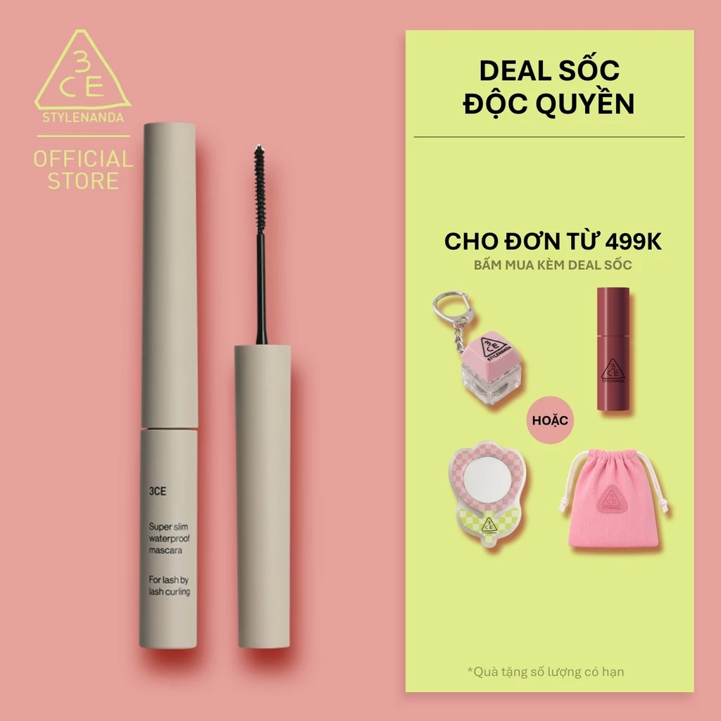 Chuốt Mi 3CE Super Slim Waterproof Mascara Siêu Mỏng Chống Nước, Lâu Trôi