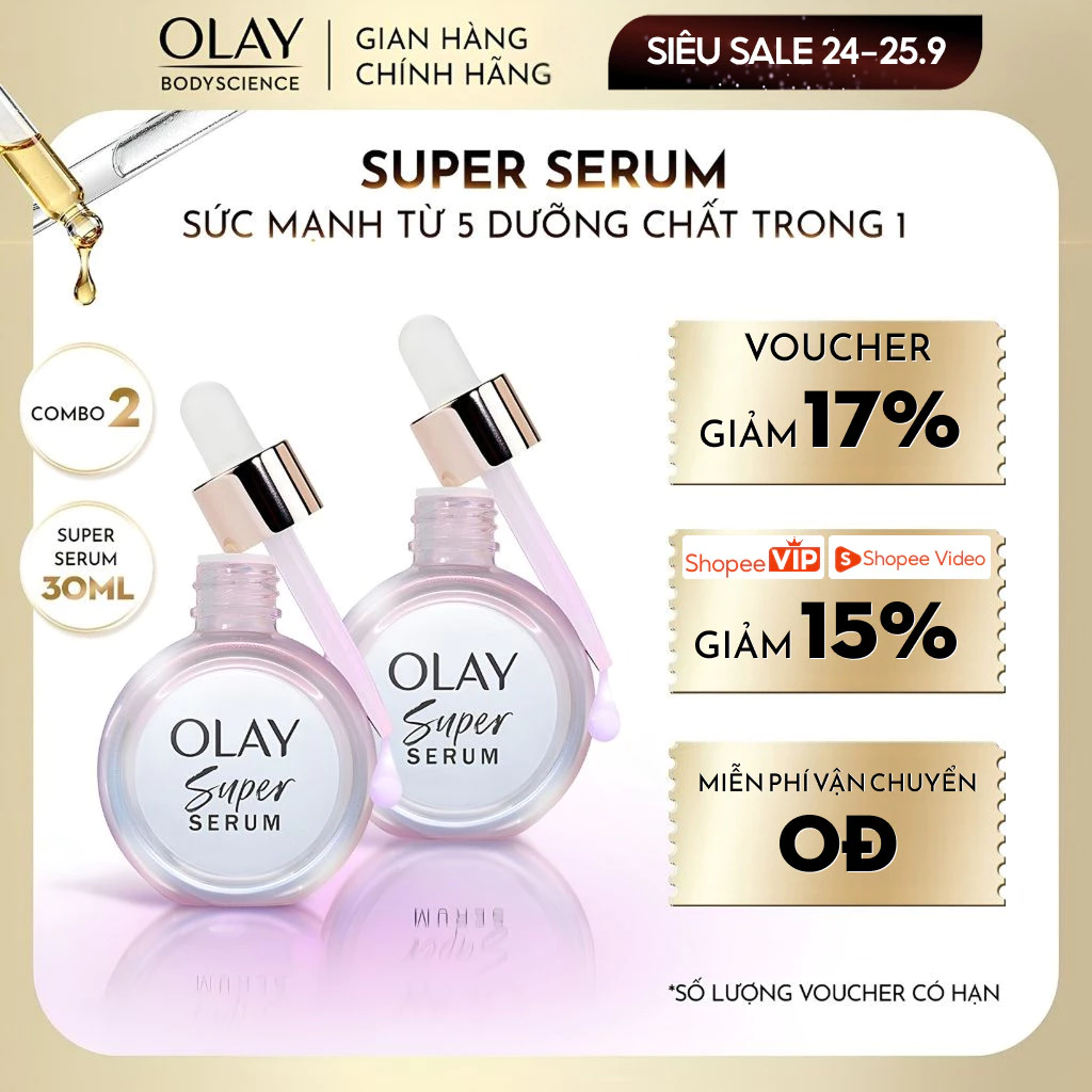 [LIVE] Combo 2 Super Serum OLAY 5 Dưỡng Chất Trong 1 Chai 30ML