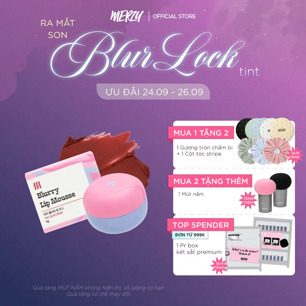 Son Kem Bùn kiêm Má Hồng Kết Cấu Bơ Mịn Lì Dạng Hũ Merzy Blurry Lip & Cheek Mousse 6g
