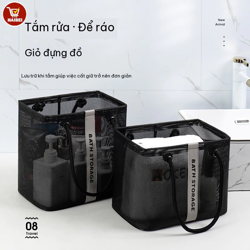 Giỏ đựng quần áo, giỏ thoát nước gấp gọn, dung tích lớn có lưới, dễ mang theo.