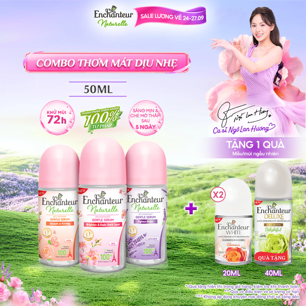 [MỚI] Lăn khử mùi tinh chất Serum Làm Sáng Da và Che Mờ Thâm sau 5 ngày - 100% thiên nhiên dịu nhẹ Enchanteur 50ml
