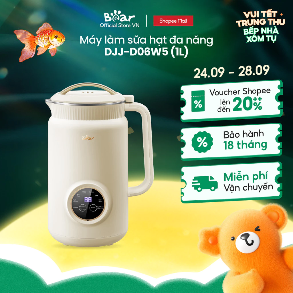 Máy làm sữa hạt Bear DJJ-D06W5 1L/ D10T1 1.75L / D08T1 1.5L / C16Q8 1.5L