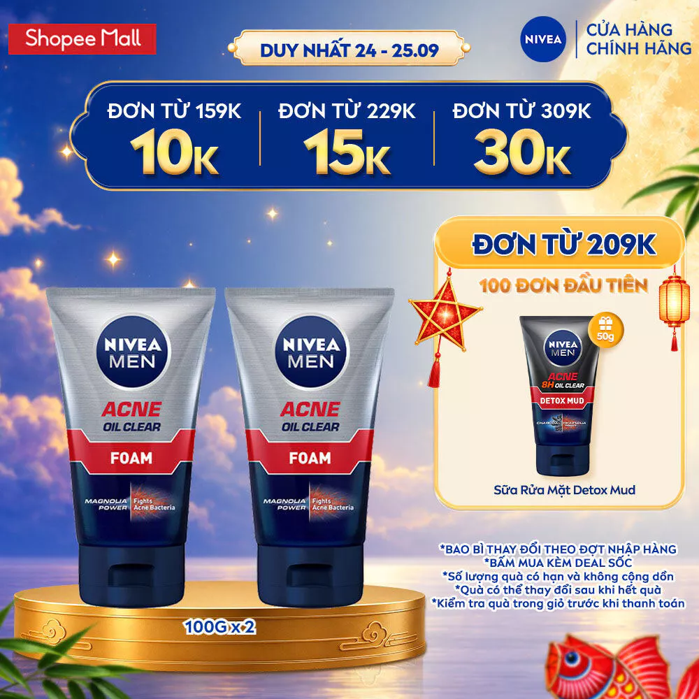 Bộ 2 Sữa Rửa Mặt NIVEA MEN 100G - Ngừa Mụn/ Kiềm Dầu/ Dưỡng Sáng - 8394082378/88521/84415/81775/88836/88880/86569/88869