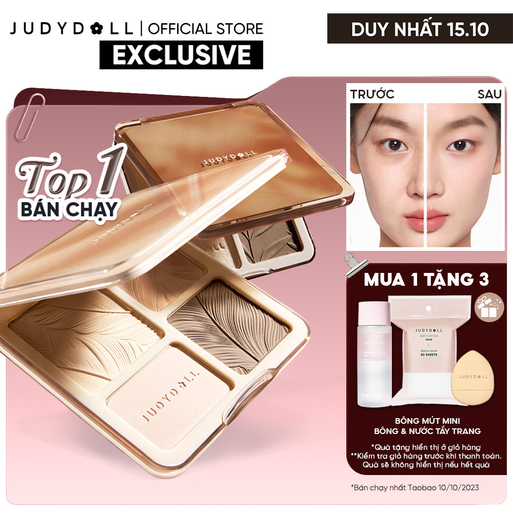 Bảng Phấn Tạo Khối Bắt Sáng 4 Ô JUDYDOLL Highlight & Contour Palette Mỏng Mịn…