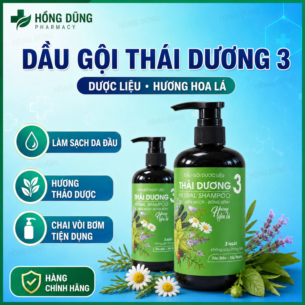 Dầu Gội Dược Liệu Thái Dương 3 Hương Lá 480ml