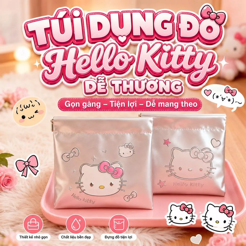 Túi da pu mini hình mèo đáng yêu đựng phụ kiện gọn nhỏ tiện lợi dễ mang theo