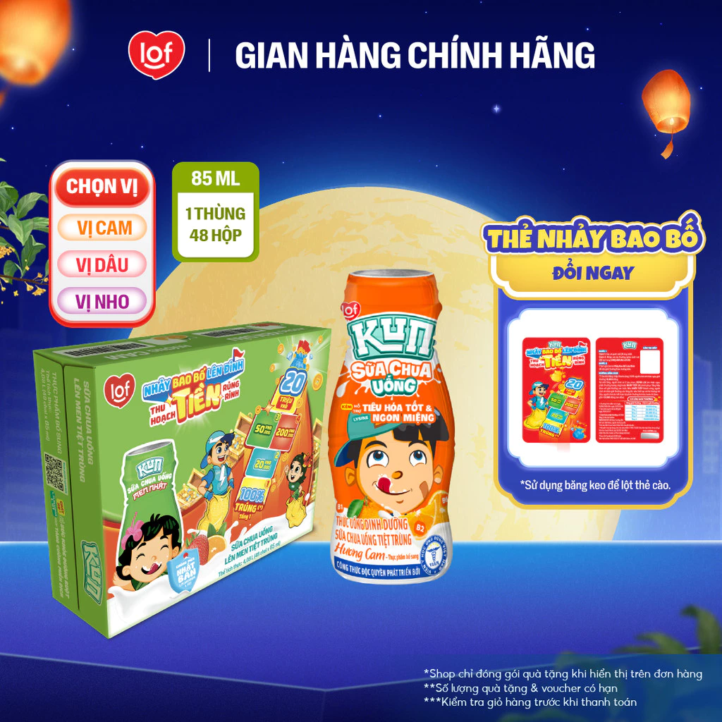 [Giá tốt trong Live] Đủ vị Sữa KUN chai 1 thùng 48 chai x 85ml