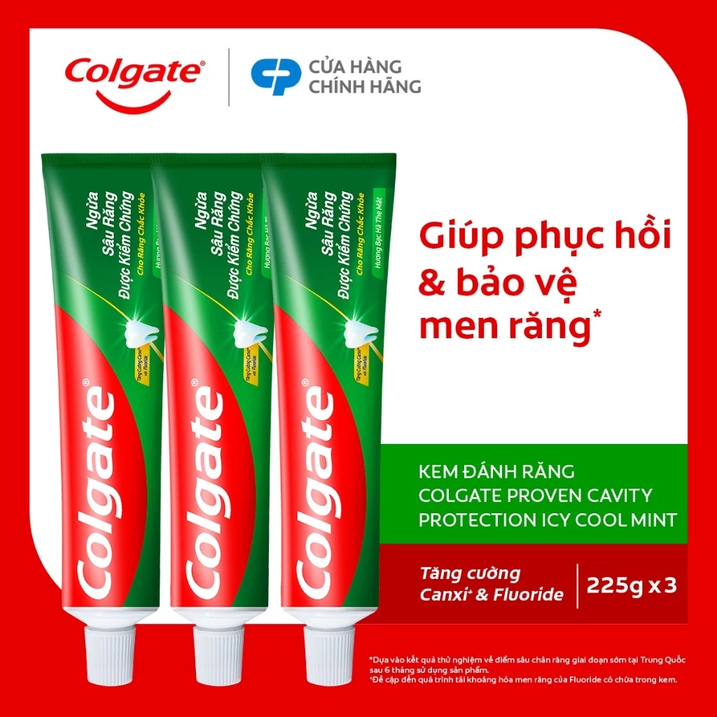 Bộ 3 Kem đánh răng Colgate ngừa sâu răng răng chắc khỏe 225g/tuýp
