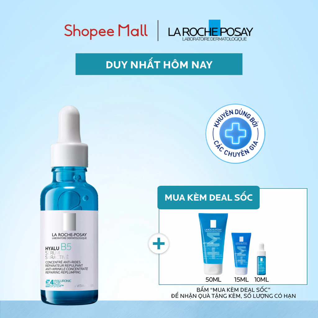 [CẢI TIẾN MỚI - 4 LOẠI HA] Dưỡng chất dưỡng ẩm & mờ nếp nhăn La Roche-Posay Hyalu B5 30ml