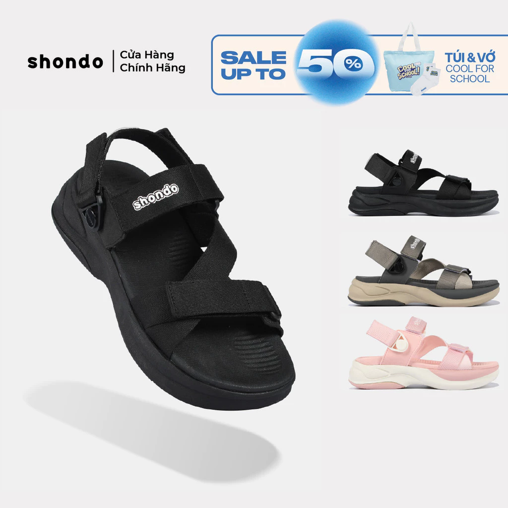 Giày Sandal Unisex Shondo F8B Ver 2 Đế Cao 5.5cm Quai Xoay Nhiều Màu