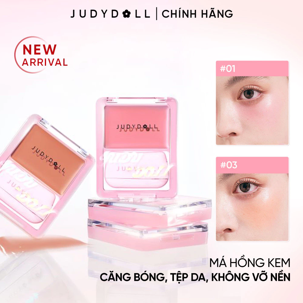 [NEW] JUDYDOLL Má Hồng Kem Glow Blush Balm Căng bóng Không vỡ nền Tự nhiên Lâu trôi 3g