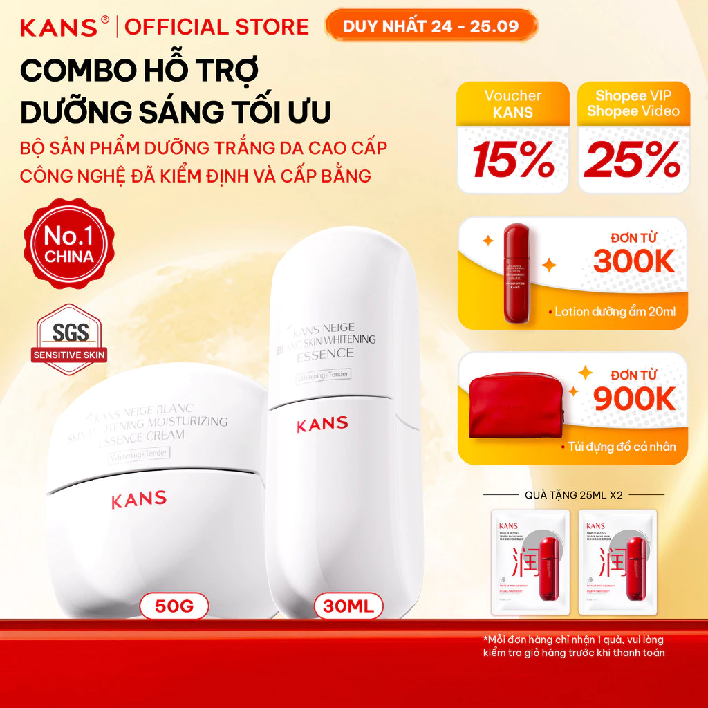 KANS Combo Dưỡng Ẩm Chuyên Sâu Serum 30ml - Kem Dưỡng 50g giúp Cấp Ẩm Da Mặt, Dưỡng Da Ngày Đêm, Giảm Thâm Nám, Thâm Mụn