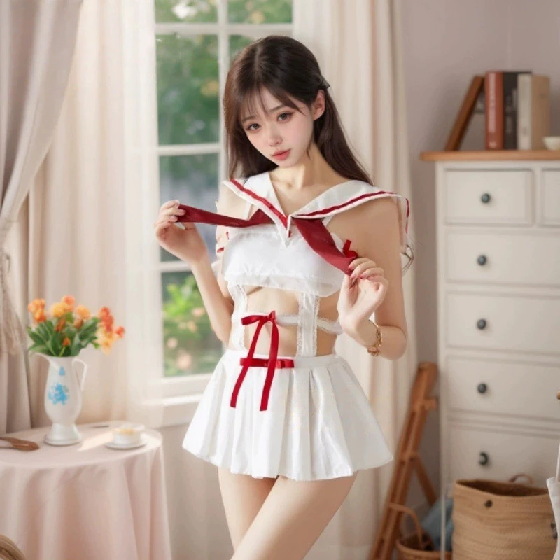 Váy ngủ xếp ly cổ vuông phong cách Nhật Bản cho cô gái