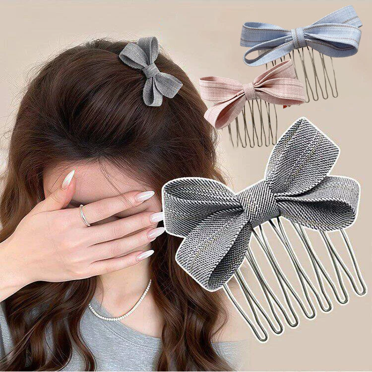 Nơ Tóc Chèn Lược Kẹp Tóc Người Phụ Nữ Cô Gái Lược Kẹp Thời Trang Hàn Quốc Phụ Kiện Tóc