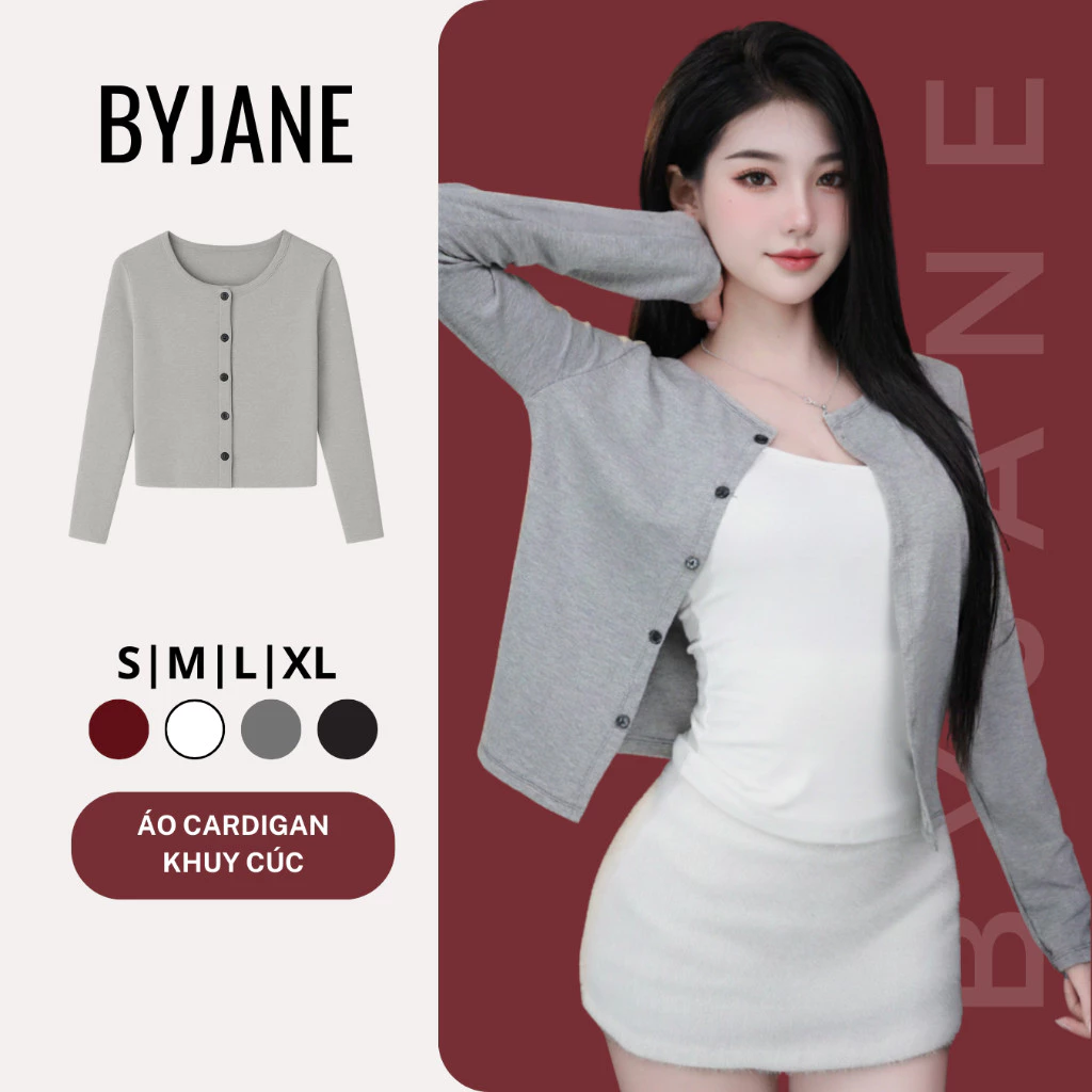 Áo Khoác Cardigan Nữ Dáng Dài Có Cúc Basic Thanh Lịch BYJANE – 945