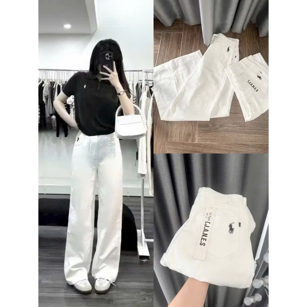 Quần jean bò kaki ống rộng suông xuông nữ jeans cạp cao phong cách style ms814
