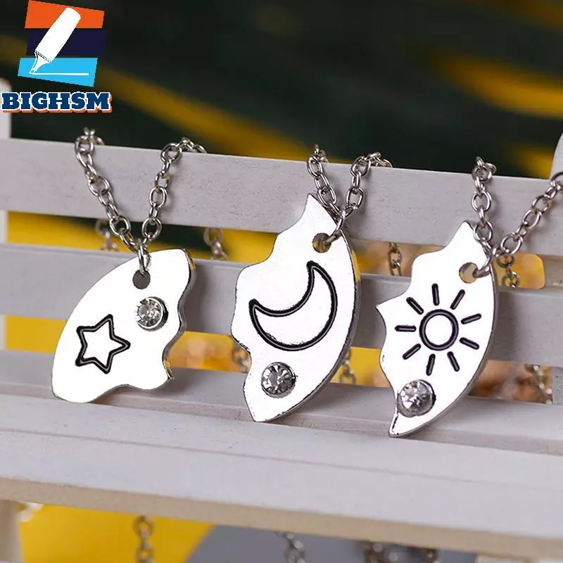 [BIGHSM] 3 Miếng Mặt Trời Tròn Mới Mặt Trăng Mặt Dây Chuyền Nelace Thời Trang Người Bạn Thân Nhất Mãi Tình Bạn BFF Nam Nữ Quyến Rũ Chokers 2023