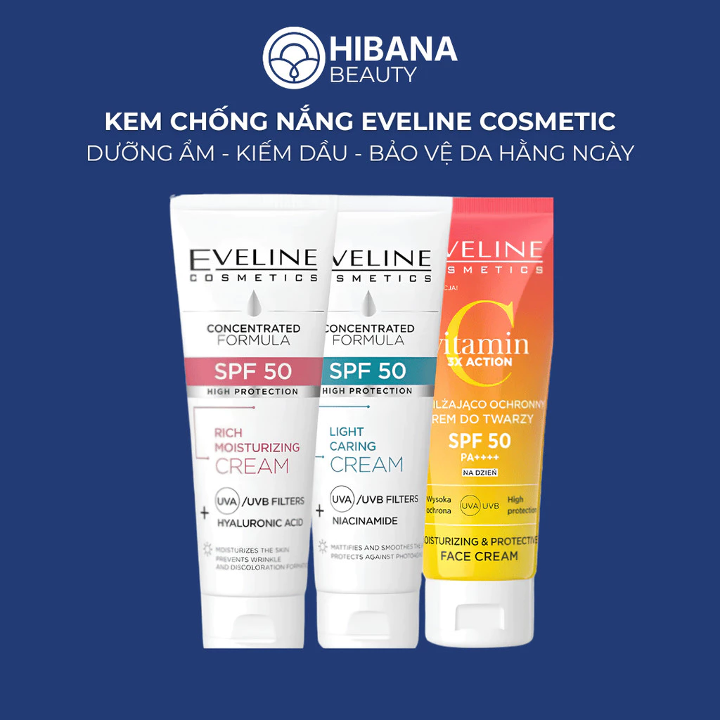 Kem Chống Nắng Eveline Cosmetic, Giúp Bảo Vệ Da, Không Gây Khô Da & Kiểm Soát Dầu Thừa | 30ML