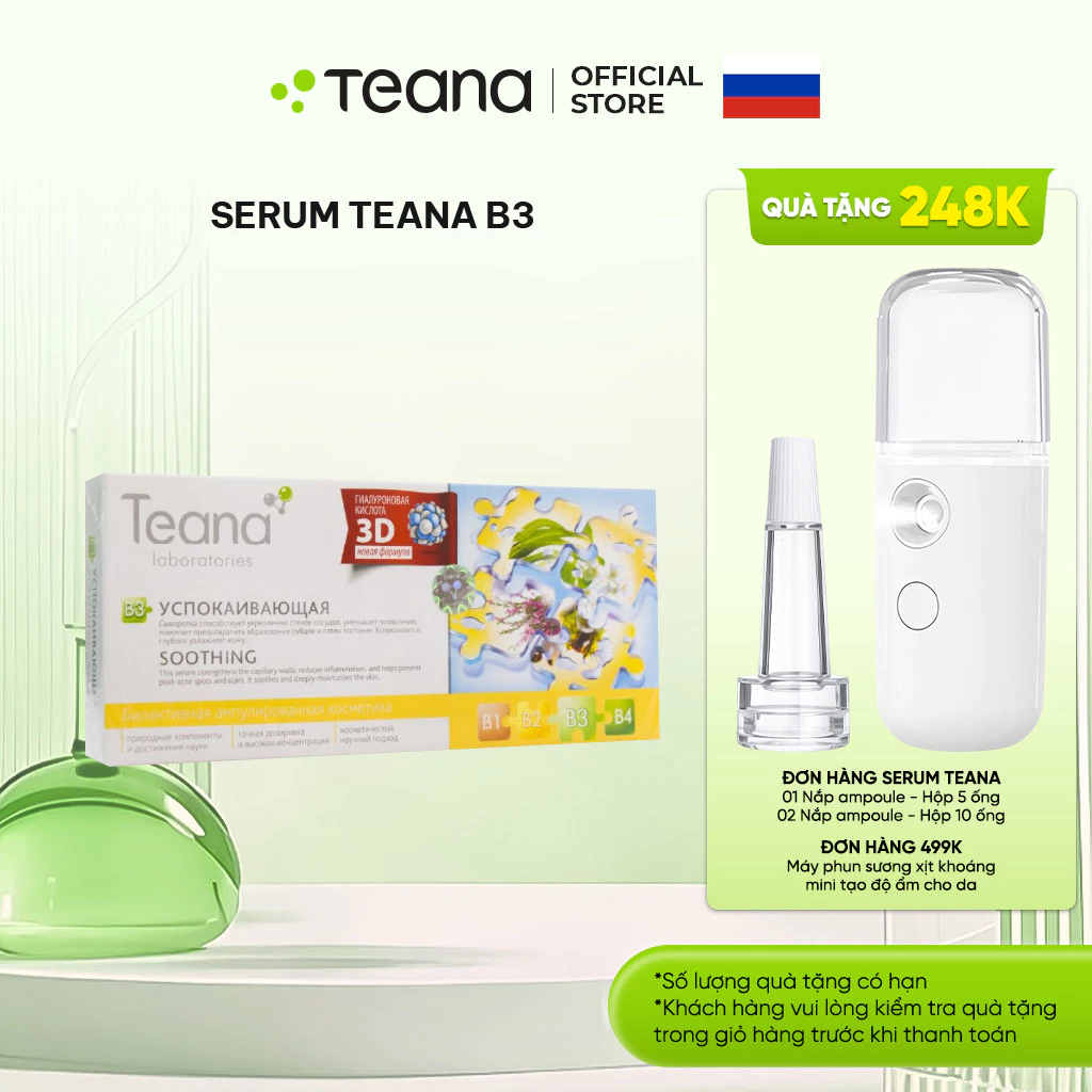 Serum Teana B3 Soothing kiềm dầu, mờ thâm, phục hồi da mụn 10ml/20ml