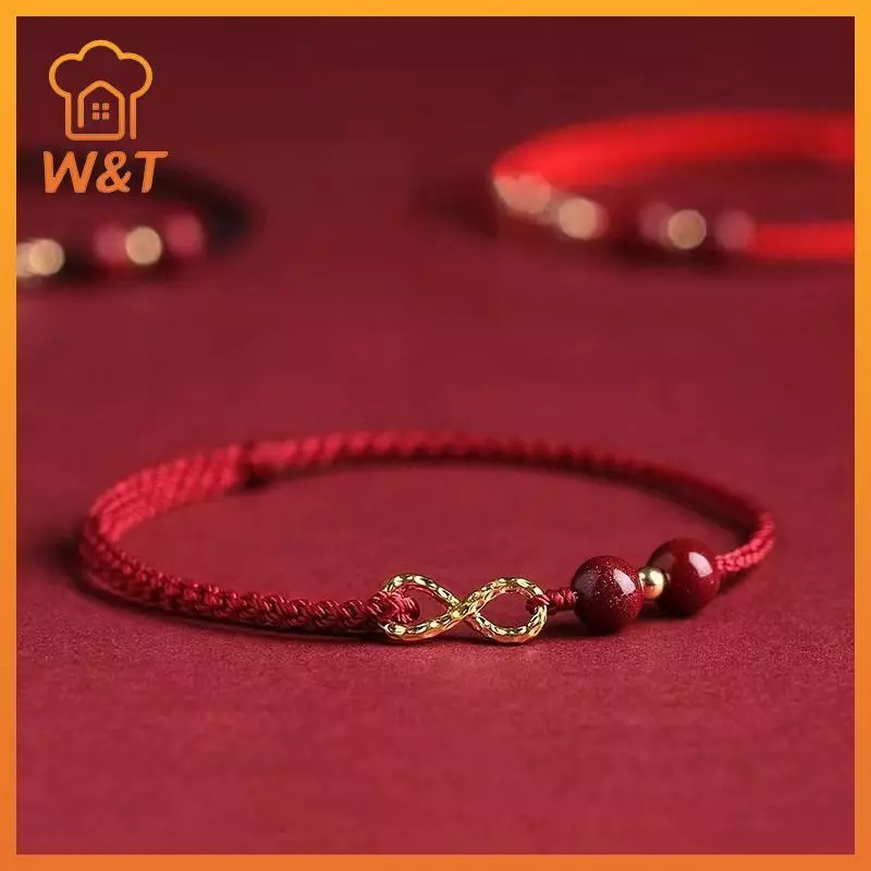 [W & T] Vòng Tay Luy Đơn Giản Thời Trang Dành Cho Nữ Handmade Bện Biểu Tượng Cặp Đôi Vòng Tay Hạt Cinnabar Quà Tặng Mới