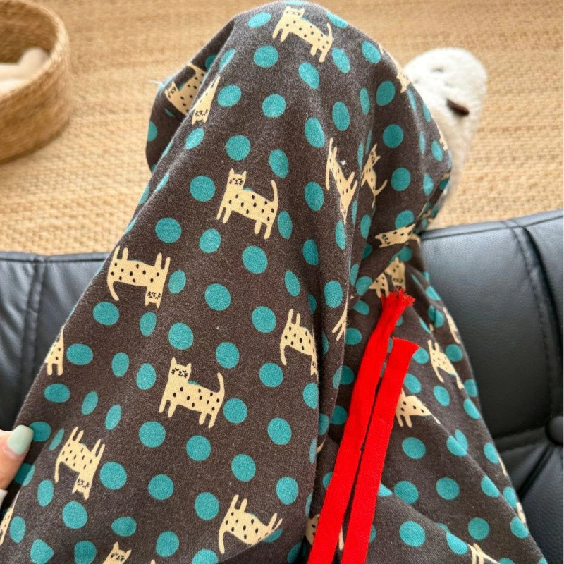 Màu Cà Phê Cotton Nguyên Chất Chải Nhà Quần Nữ Rời Thường Ngày Nhà Pyjama Quần