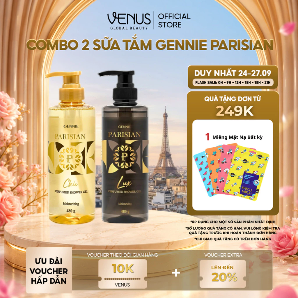 [MUA LÀ CÓ QUÀ] Combo 02 Sữa Tắm Nước hoa Nữ Gennie Parisian 480ml Hương Thơm Sang Trọng, Quyến Rũ