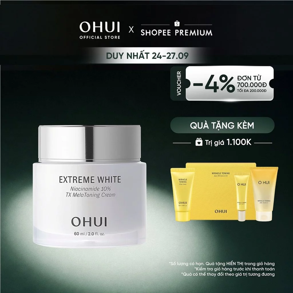 [OHUI Official] Kem dưỡng sáng chuyên sâu cải thiện sắc da OHUI Extreme White Niacinamide 10% TX MelaToning Cream 60ml