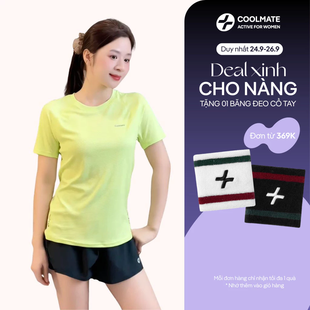 [369K TẶNG QUÀ]Áo Thun Nữ thể thao chạy bộ tập gym chơi cầu lông nữ Essentials thoáng khí - Coolmate Active For Women