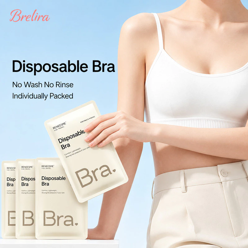Áo ngực dùng một lần Brelira dành cho nữ, không gọng, có đệm, đồ lót du lịch, đóng gói riêng lẻ, không cần giặt, không cần xả, áo lót không đường may.