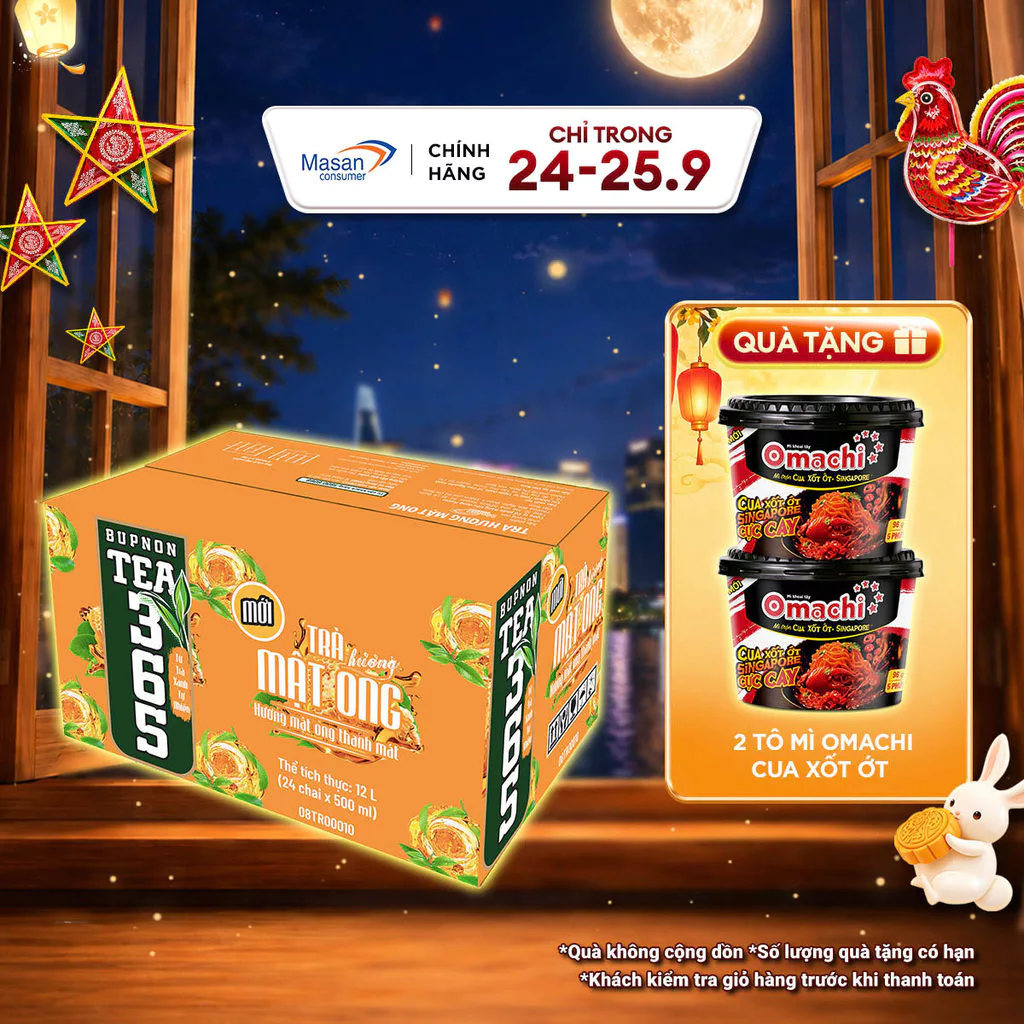 Thùng BUPNON TEA 365 trà hương mật ong 4bl x 6 chai x 500ml
