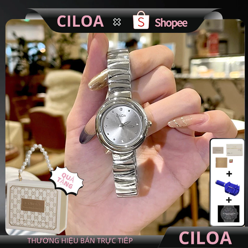 [CILOA]đồng hồ nữ chính hãng cao cấp dây đồng hồ thép mặt nhỏ đẹp thạch anh đồng hồ đeo tay nữ 613