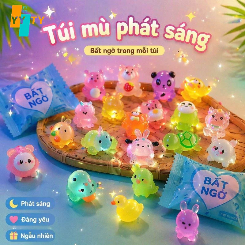 Combo 100 Túi Mù Động Vật Hoạt Hình Phát Sáng Mini Dễ Thương Bao Bì Độc Lập Mô Hình Lập Thể Mẫu Mã Đa Dạng Ngẫu Nhiên