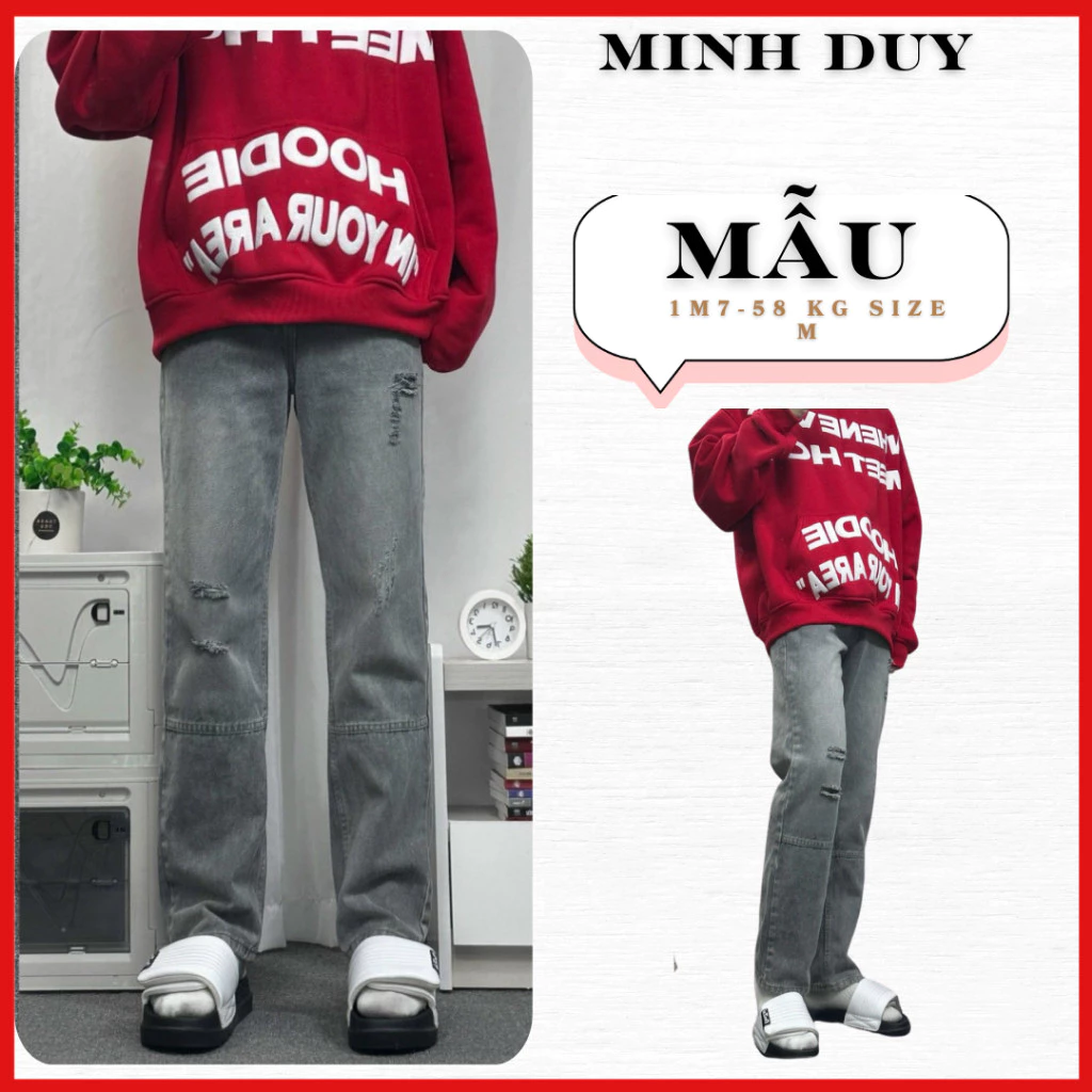 QUẦN JEAN NAM ỐNG SUÔNG MÀU XÁM BẠC HỌA TIẾT ĐƠN GIÃN ,QUẦN JEAN NAM MÀU XÁM MD