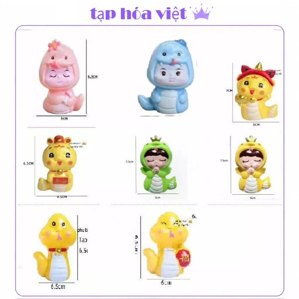 (3 CON) BÉ RẮN trang trí bánh kem, rắn nhựa trang trí bánh kem, bánh sinh nhật